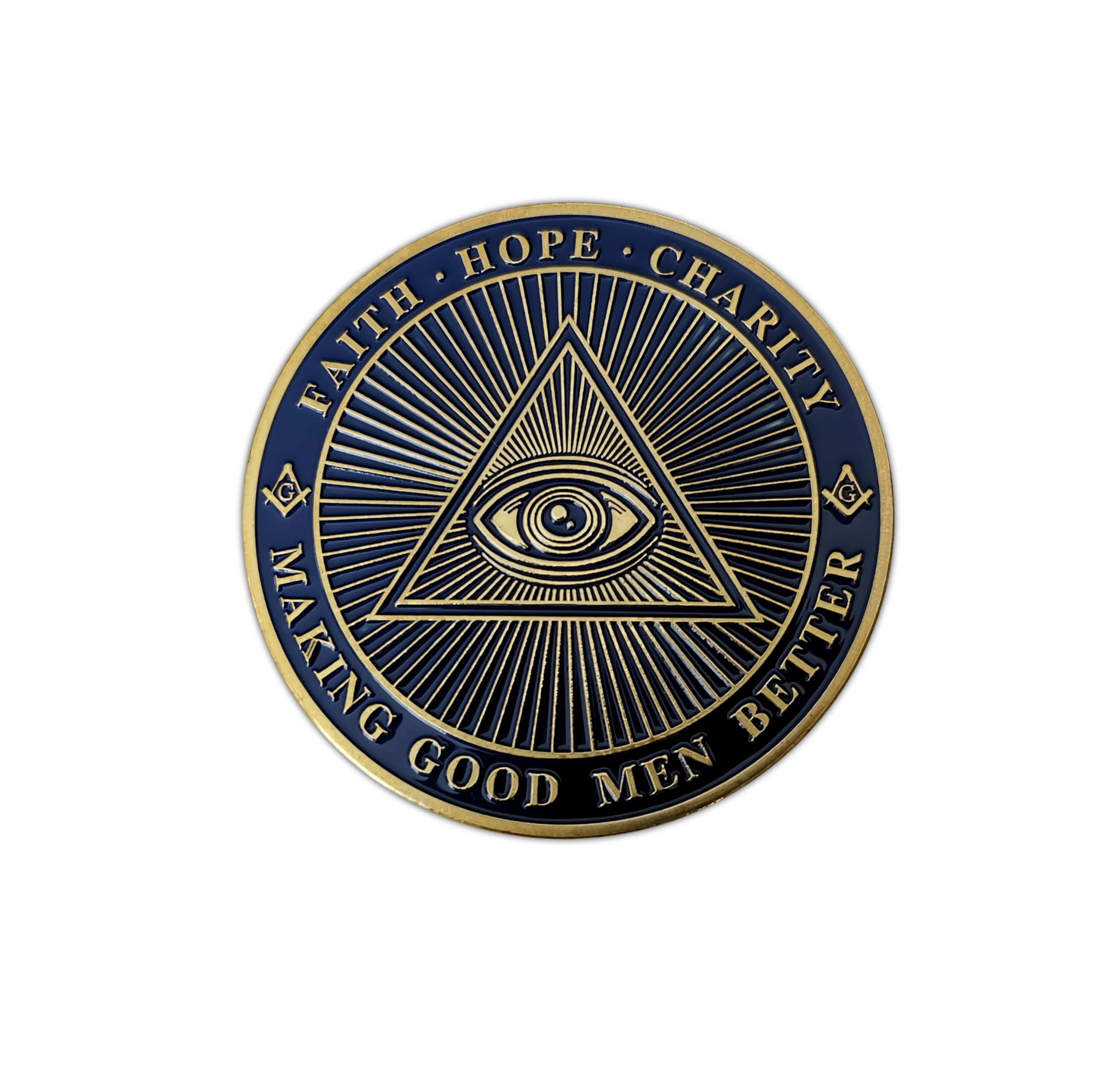Eillwin Blue And Gold-Color Masonic Brotherhood Challenge Coin - Square And Compasses Freemasons Commemorative Memorabilia, Symbolic Mason Souvenir