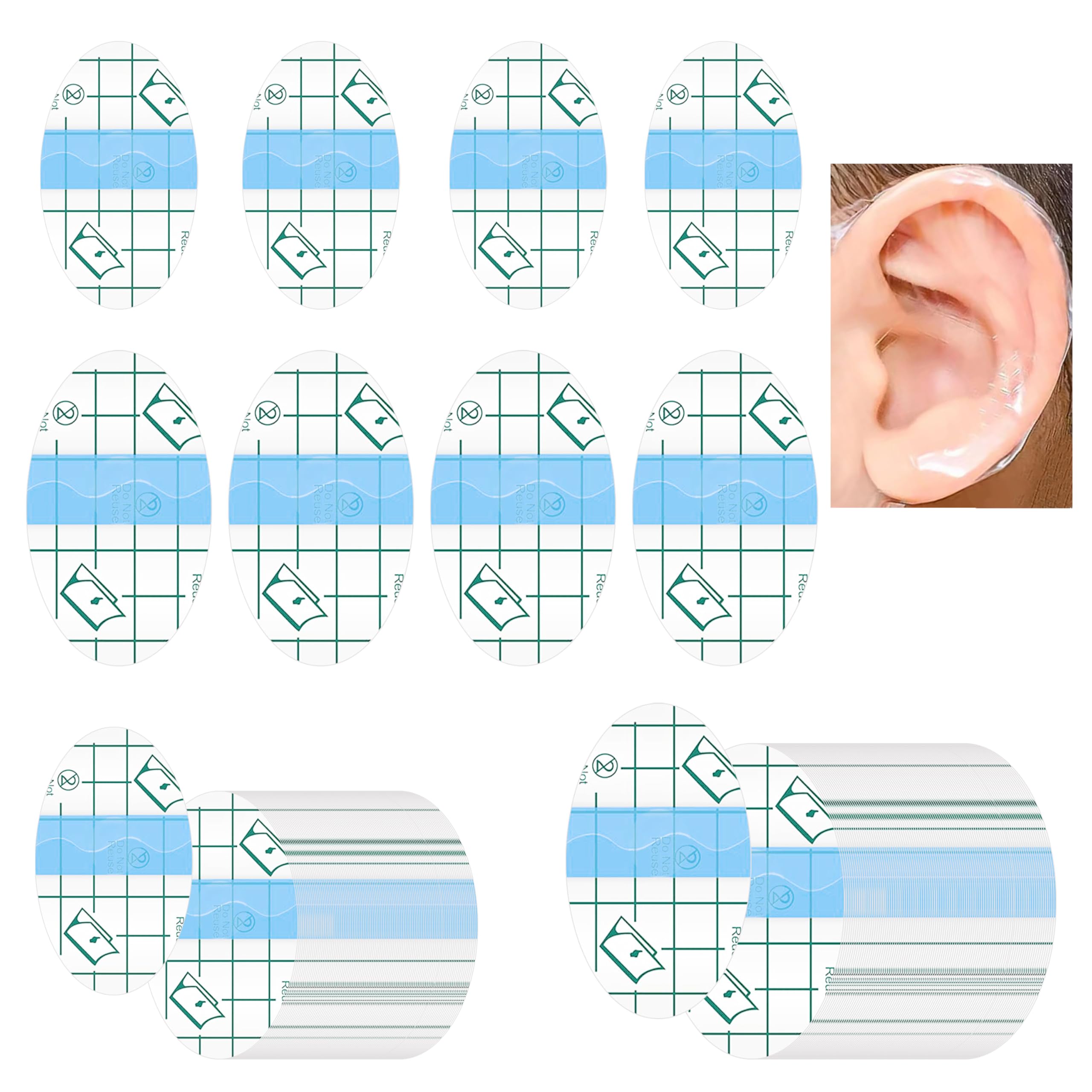 200 Pieces Mini Clear Adhesive Waterproof Bandages for Wounds, Adhesive Baby Waterproof Ear Stickers, Ear Covers for Kids Swimming Shower, Ear Plugs