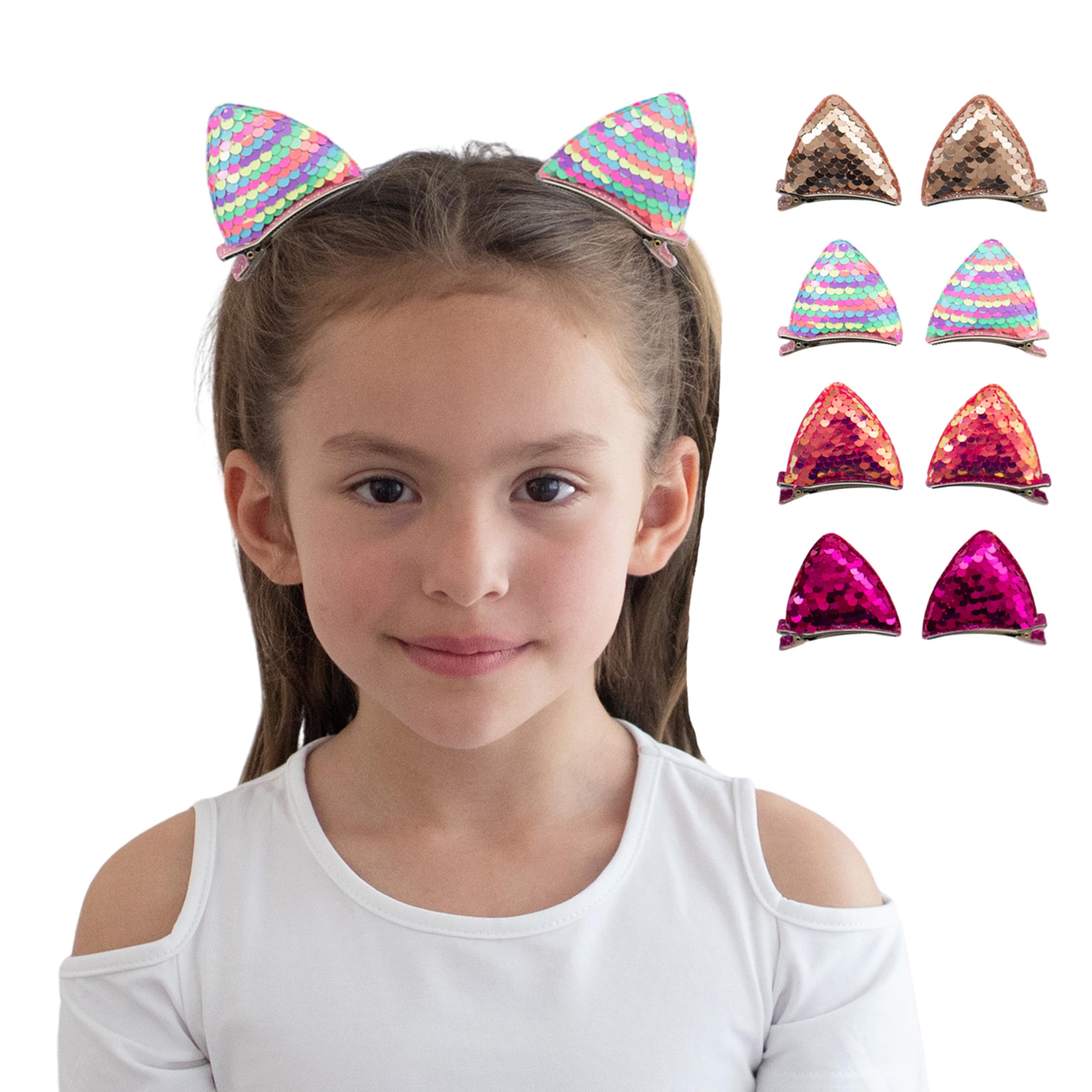 ? Super Adorable Metallic Rhinestone Pair Of Kitty Cat Ear Hair Clips ?‍⬛ Amazon.com : 16 Pcs Cat Ears Hair Clips for Girls Cat Themed  main image 3