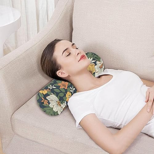 Miniatura 5 de KLL Autmun Trendy Floral Pattern Round Bolster Pillow Cylinder Neck Roll Pillow Round Pillows for Bed Cylinder Pillows for Bed Leg Support Pillow