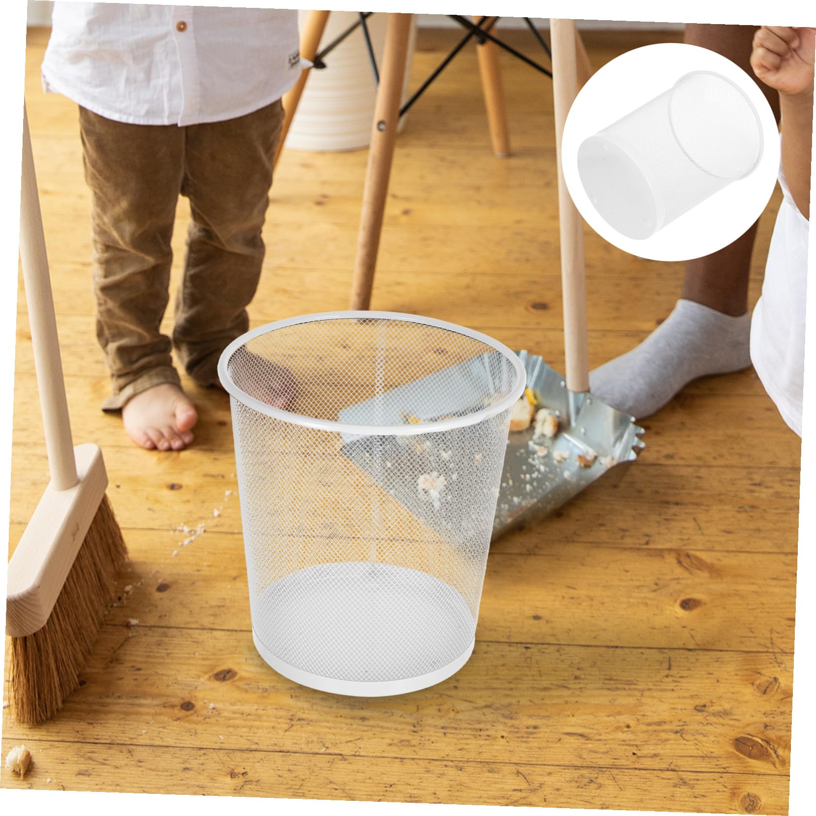 IMIKEYA Cestino in Ferro Bianco Elegante per Ufficio e Soggiorno, Design Semplice e Resistente Grande Capacità, come Cestino per Carta e Rifiuti da Tavolo
