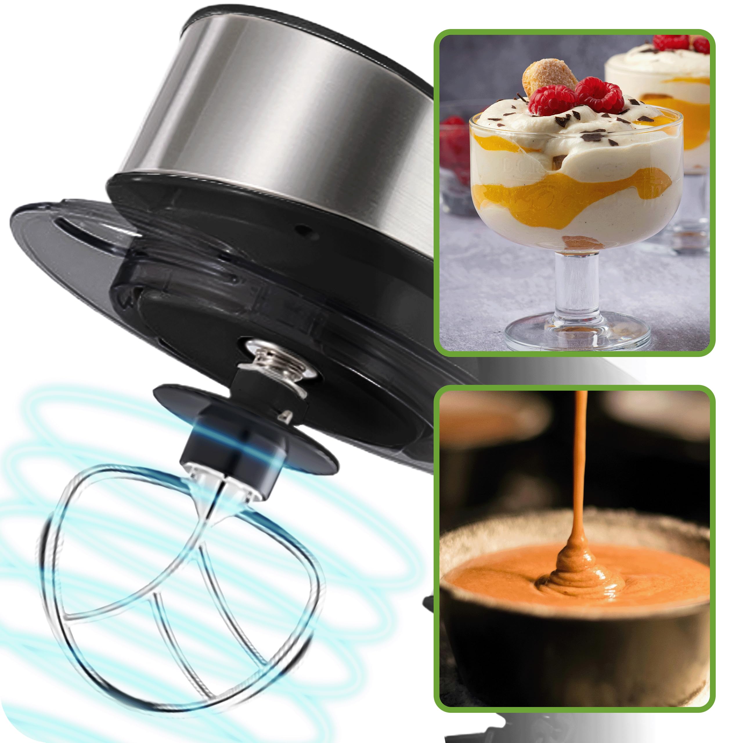 KRUMAD Küchenmaschine 2000W – Teigknetmaschine mit 3L Edelstahlschüssel & 6 Geschwindigkeiten – Rührmaschine mit Knethaken, Schneebesen & Flachrührer – Leistungsstarker Mixer für Küche