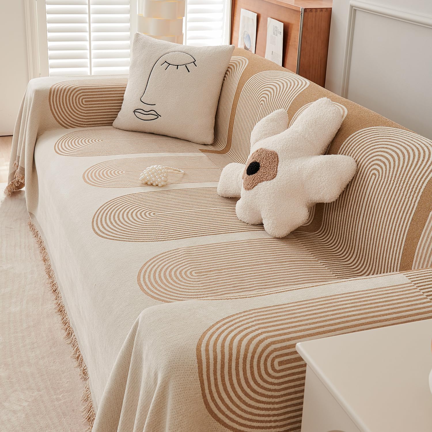 HOKIPO Chenille Sofa Cover - 3 Seater Throw -7