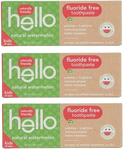 Miniatura 1 de Hello Oral Care Kids Pasta de dientes sin flúor Sandía Natural 4.2 oz (Paquete de 3)