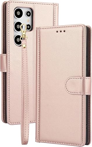 Miniatura 7 de Case for iPhone 16/16 Pro/16 Plus/16 Pro Max, PU Leather Wallet Case with Wrist Strap Card Slot Kickstand Shockproof Flip Cover Magnetic