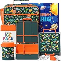 Vista 14 de Fimibuke Lonchera Bento para niños con 4 compartimentos, bolsa de almuerzo aislada, tarro térmico de acero inoxidable al vacío, paquete de hielo