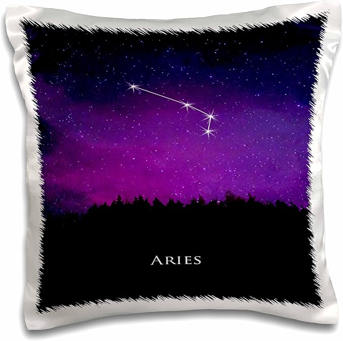 3dRose 16x16 inch Pillow Case - Aries Constellation Night Sky Astrology Symbol Zodiac Horoscope Sign TDSwhite – Zodiac