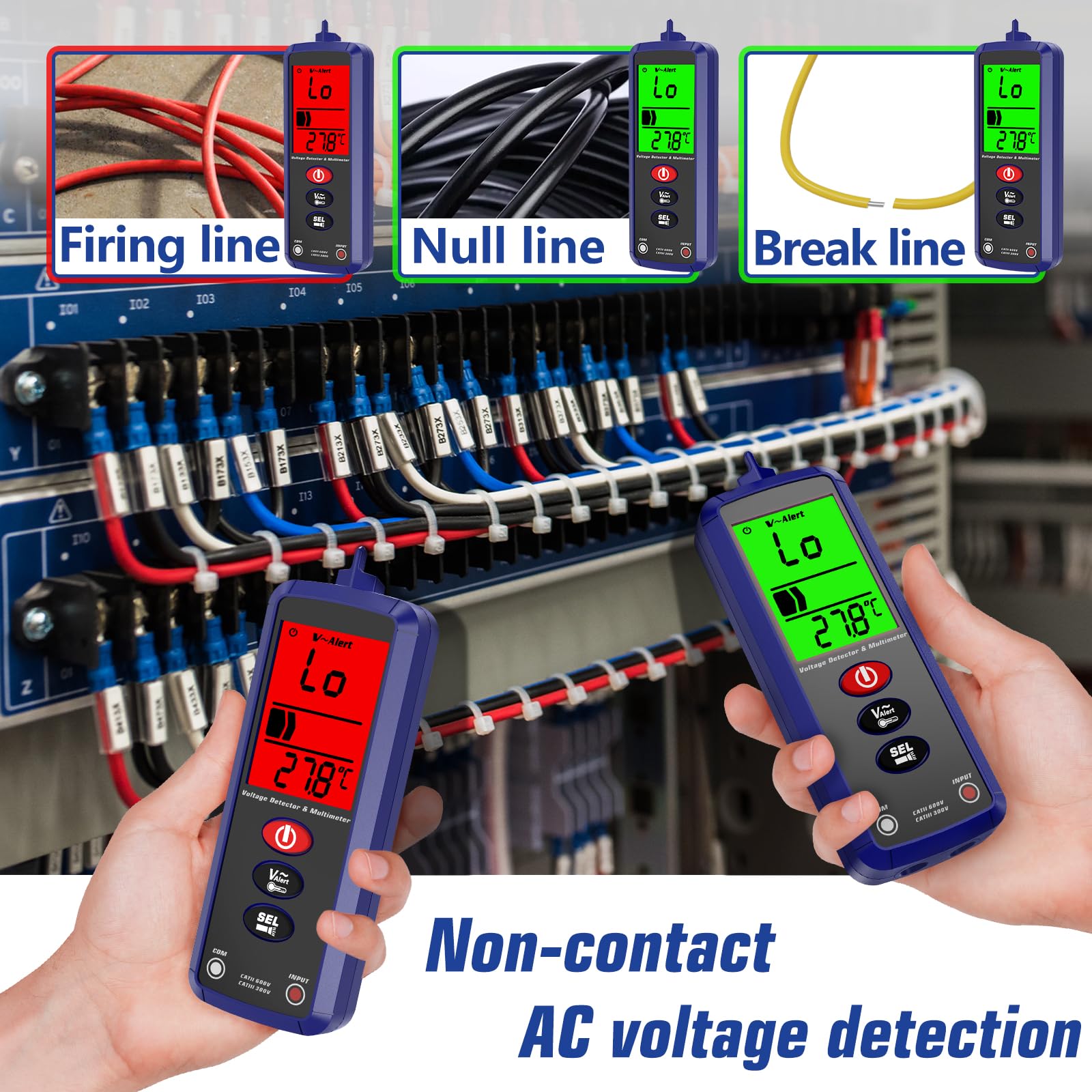 Kereinpo Handheld Digital Multimeter, Voltage Tester with Leads, Voltmeter Measures Phase, NCV, AC/DC Voltage, Resistance, Continuity & Live Wire for Automotive Testing Multimeter Detector