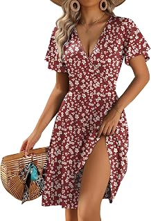 Zeagoo Womens Summer Dresses Wrap V Neck Dress Floral A-Line Ruffle Sleeve Casual Sundress with Pockets 2026