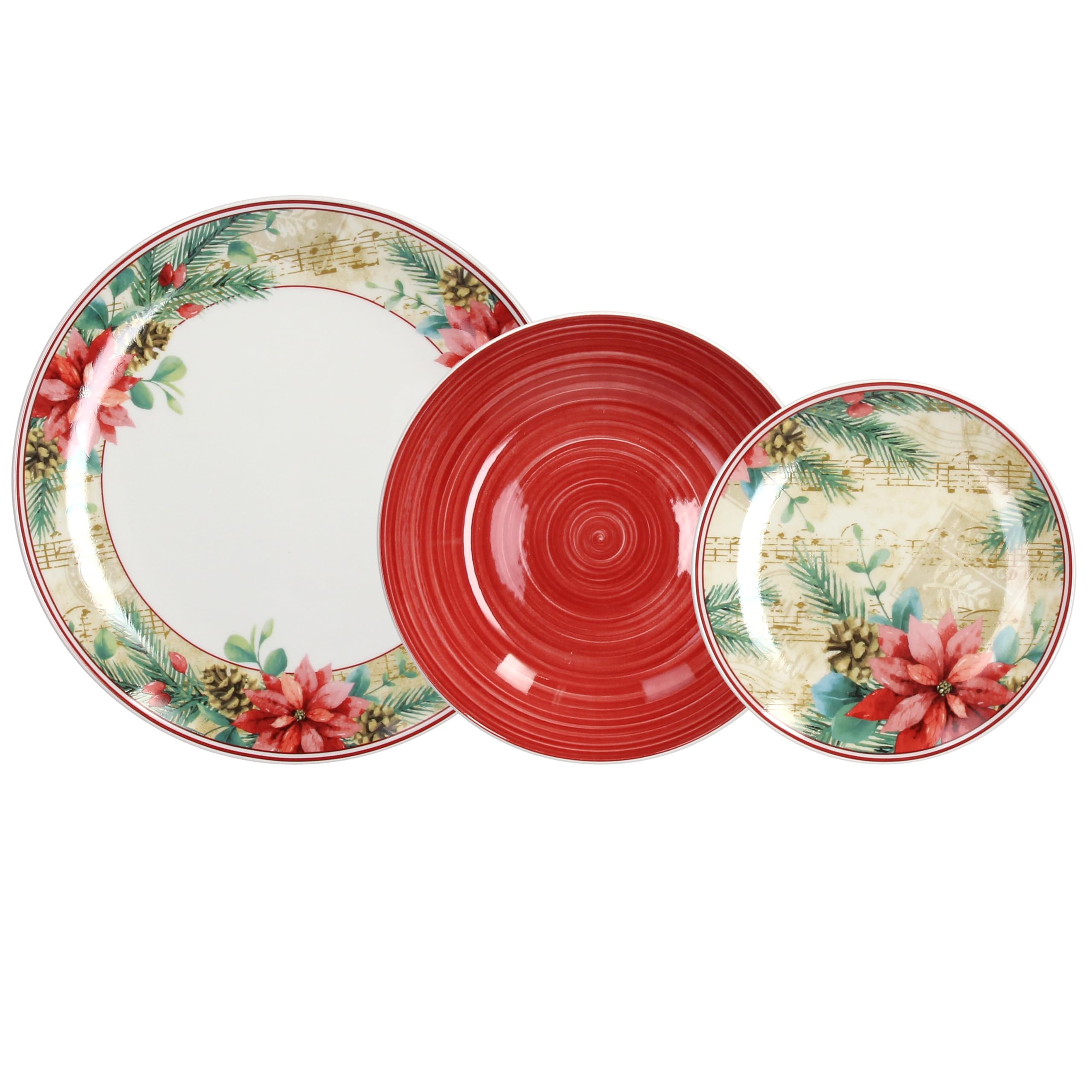Tognana Sinfonia, servicio de platos de 18 piezas, porcelana, rojo