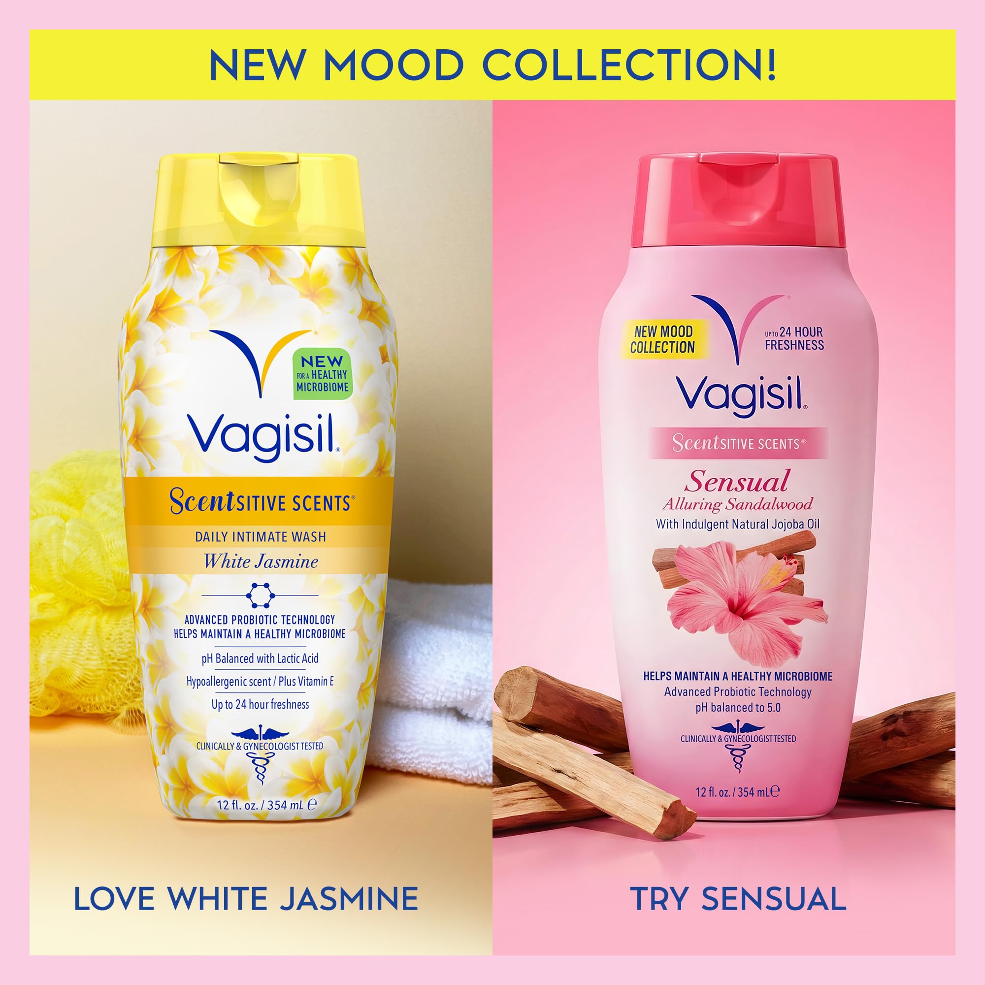 Vagisil Feminine Wash for Intimate Area Hygiene, Scentsitive Scents® Sensual Mood Alluring Sandalwood, pH Balanced and Gynecologist Tested, 12 oz (Pack of 1)