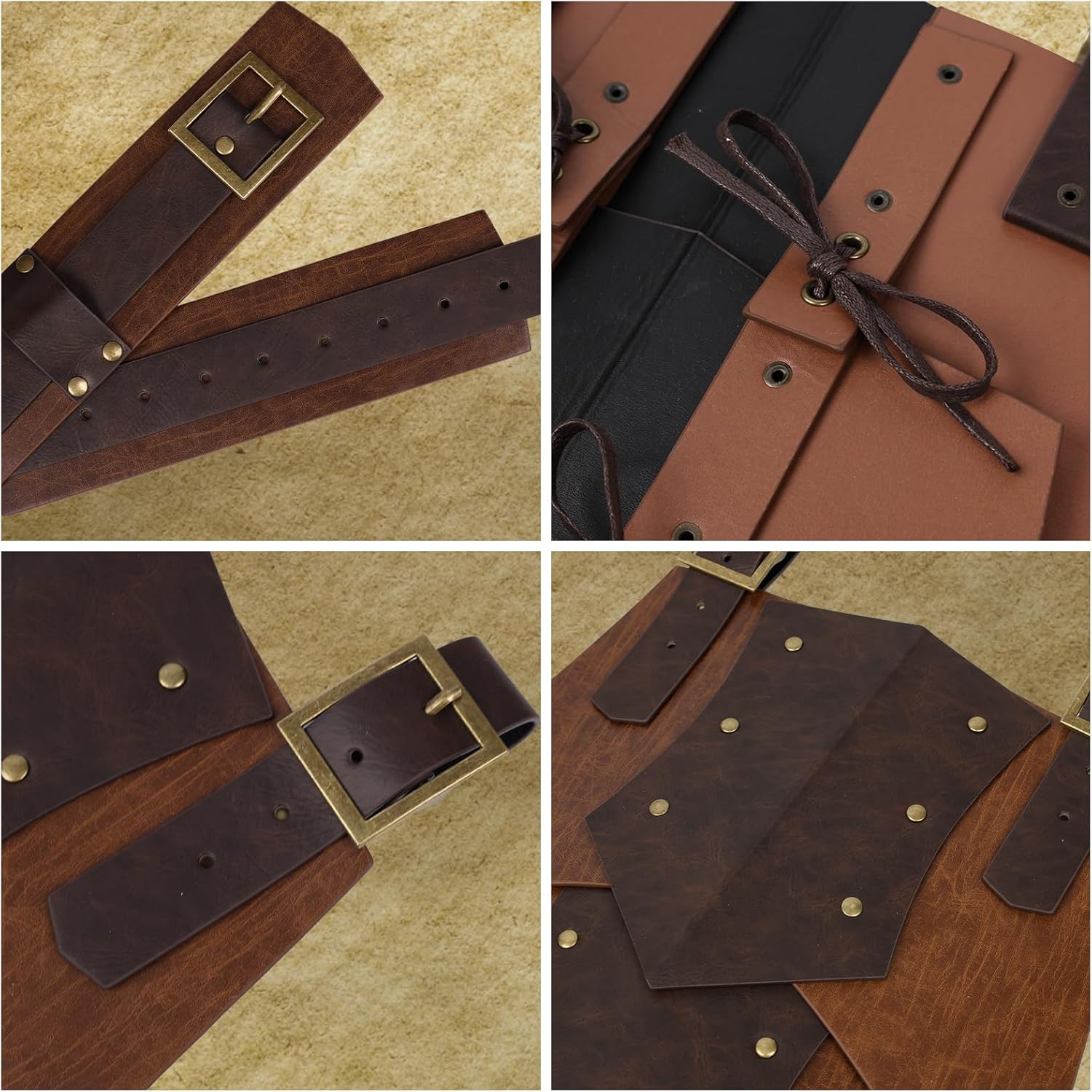 HiiFeuer Medieval Faux Leather Wide Belt Thigh Armor, Retro Double Sides Waist Armor, Mercenary & Knights Skirt for LARP - Image 3