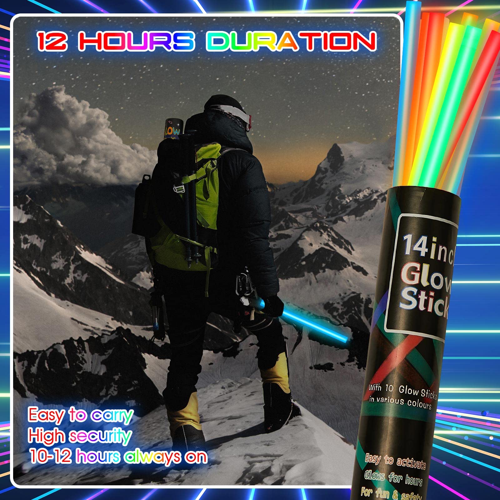 Snapklik.com : Lewtemi 10 Pcs 14 Inch Large Glow Sticks Christmas Jumbo ...