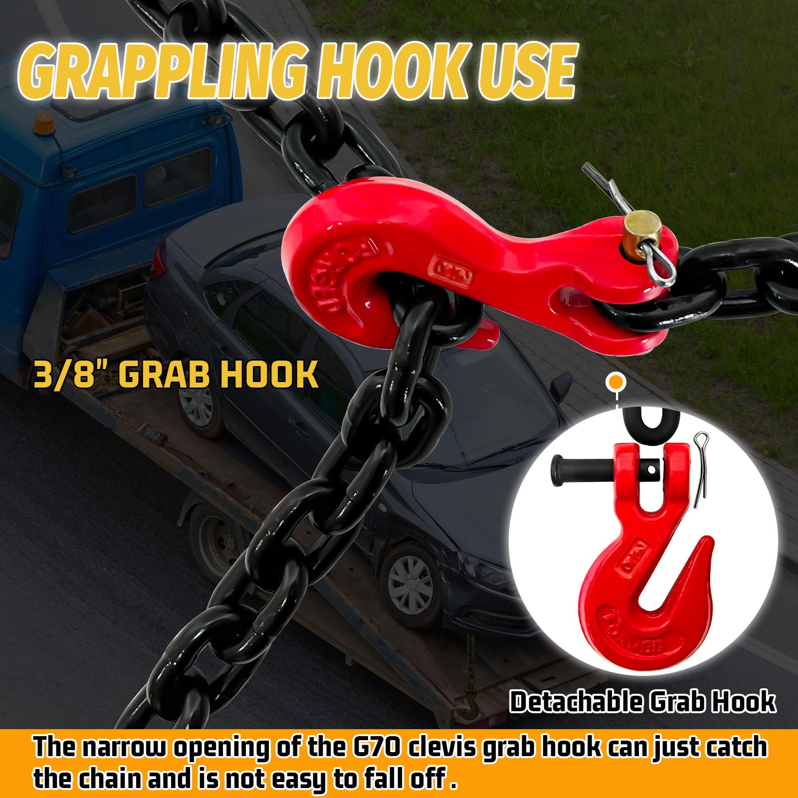Heavy Duty Load Binder Chain - 20FT, 7100lbs Working Load -3