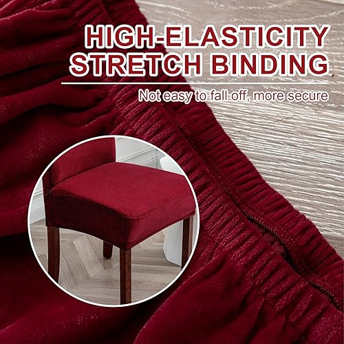 Miniatura 3 de Fundas de terciopelo para sillas de comedor, fundas elásticas de felpa para sillas altas, fundas protectoras de asiento lavables, fundas para sillas