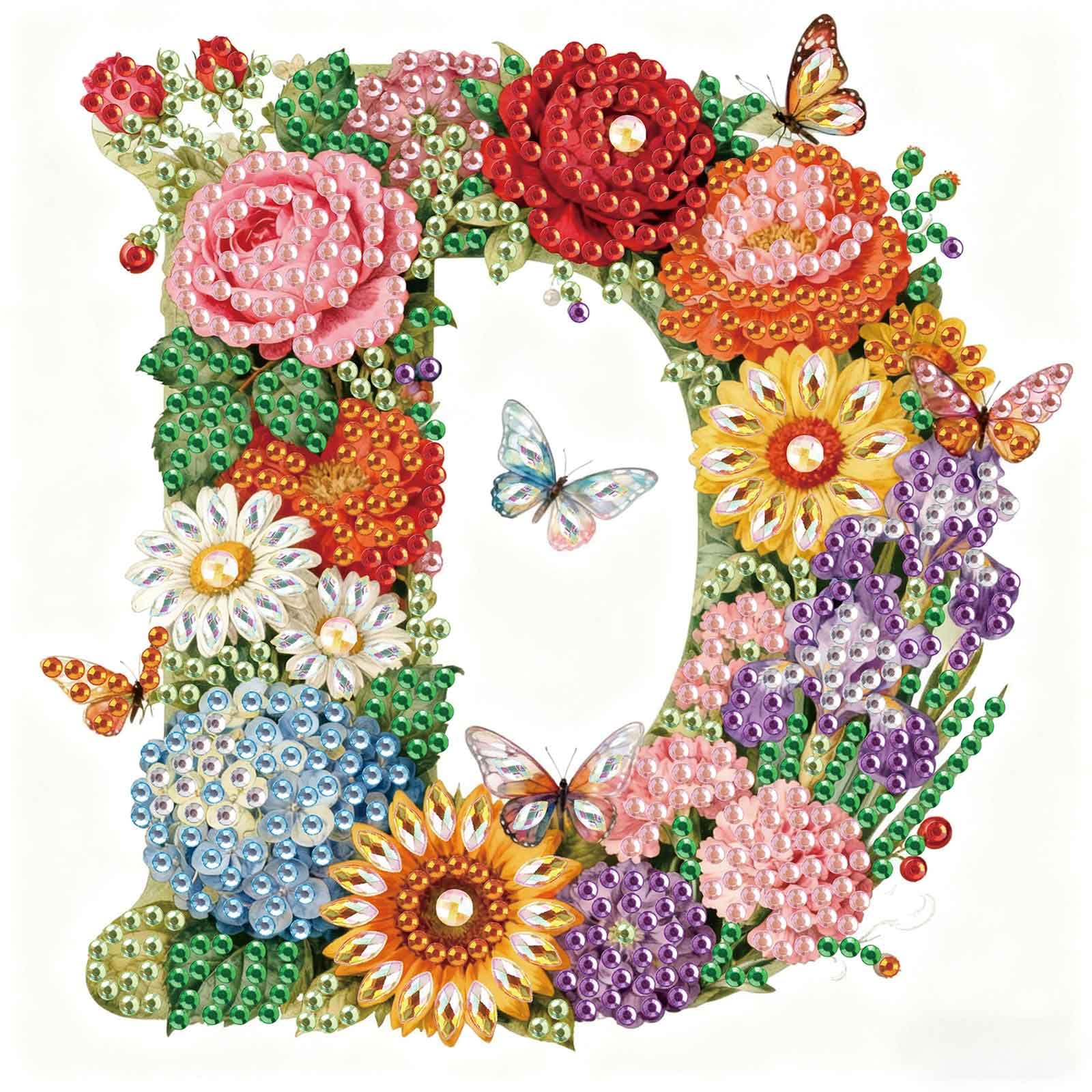 5D Diamond Art Kits - Floral Alphabet Designs -25