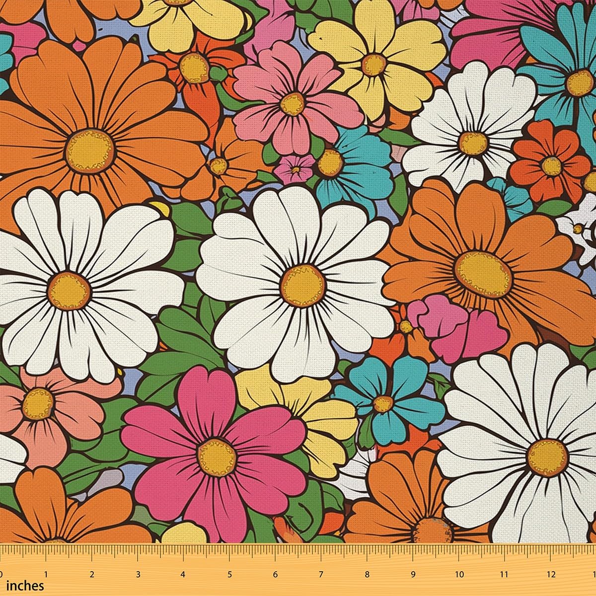 Amazon.com: Boho Floral Fabric By The Yard Retro Groovy Flowers