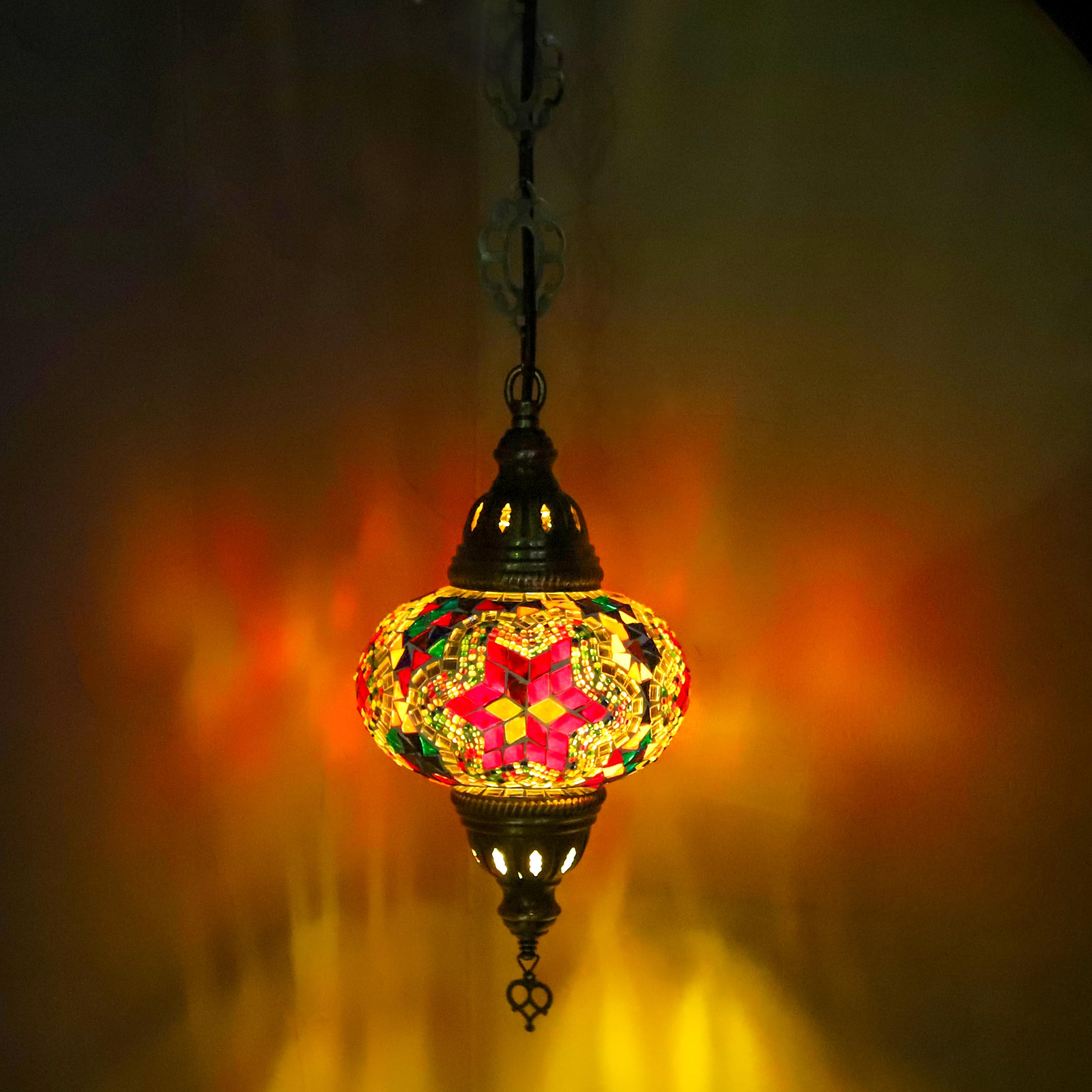 ENVA Turkish Moroccan Handmade Glass Mosaic Ceiling Hanging Chandelier Light Lamp Large Globe โ image 1