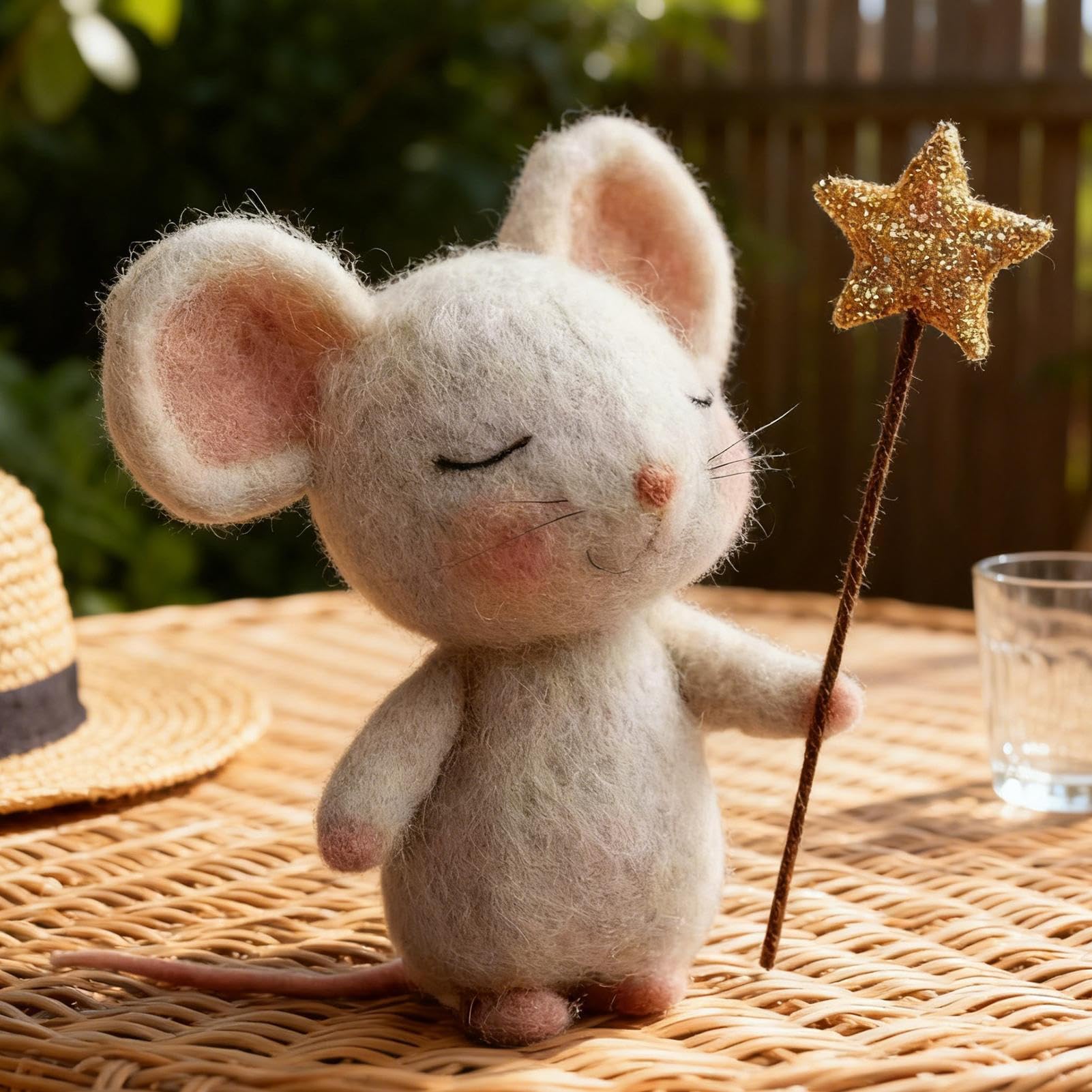 Five-Pointed Star Felt Mice | Felt Christmas Mice Ornaments | Needles Felting Gift Rodents Animals Figures with Star Wand | Cute Felts Wool Mouse Christmas Tree Decorations for Home Decor
