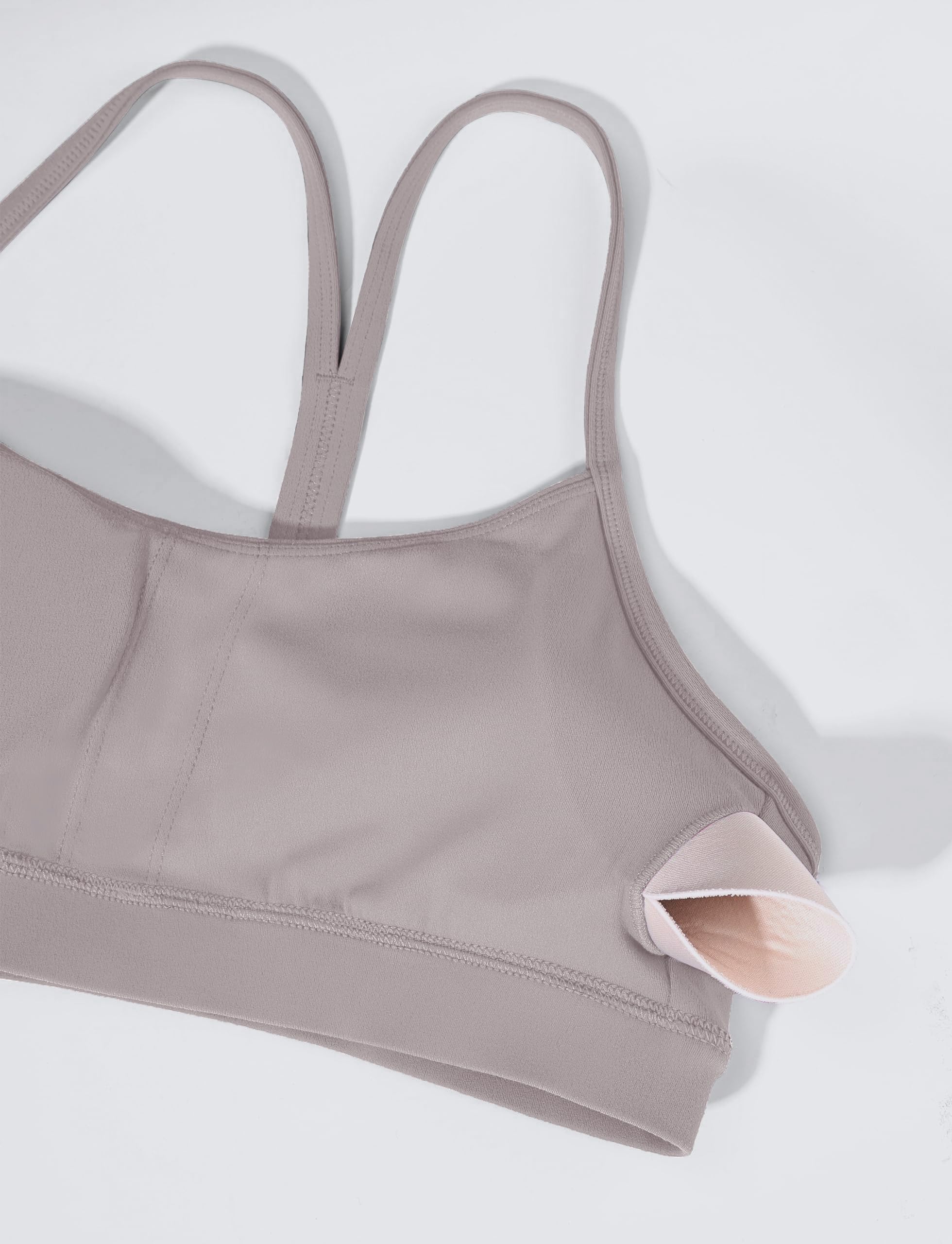 BAYDI Clouduxi Reggiseno sportivo da donna leggero tenuta senza ferretto, imbottito con cuscinetti rimovibili, schiena a Y con spalline sottili per yoga pilates e uso quotidiano
