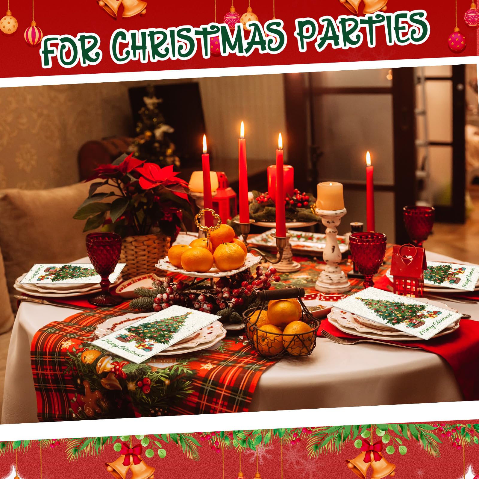Ctosree Paquete de 200 servilletas de Navidad desechables de 2 capas para árbol de Navidad, toallas de mano de papel para baño, decorativas, vacaciones, fiesta de Navidad (estilo lindo, 4.3 x 7.9