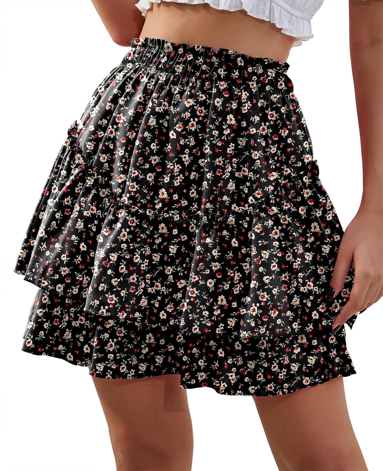 Womens Boho Ruffle Mini Skirt Summer Print Floral Kenya Ubuy - Main Image