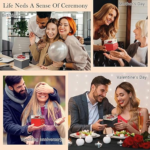 Miniatura 5 de HOMIGIFTY Collar de rosa roja preservada con corazón, rosa de flor para siempre, regalos para mujeres, mamá, esposa, novia en San Valentín,