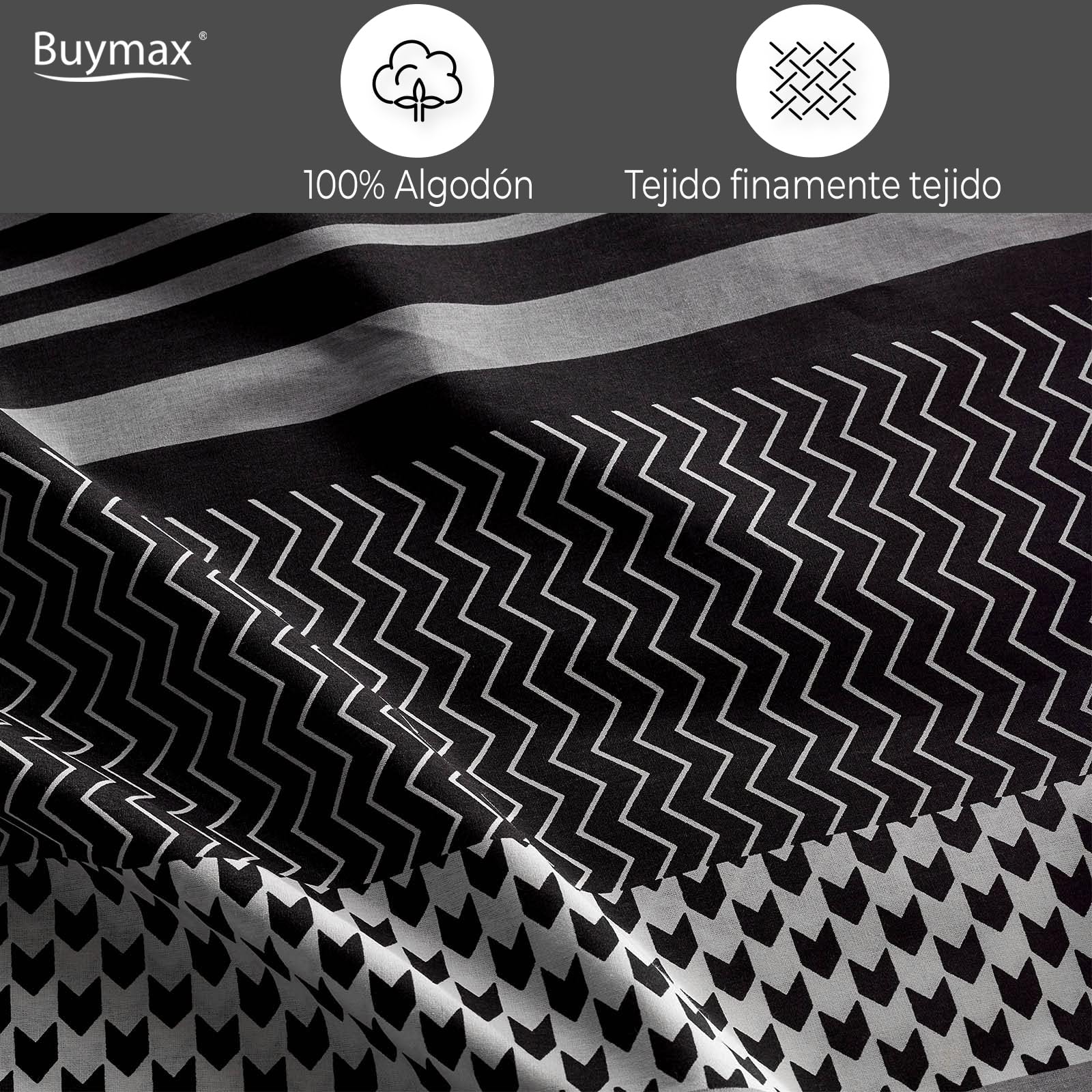 Buymax Ropa de cama de 200 x 200 cm, 100% algodón, 3 piezas, juego de ropa de cama de 200 x 200 cm con 2 fundas de almohada de 80 x 80 cm, certificado Öko-Tex Renforcé, juego de funda nórdica con