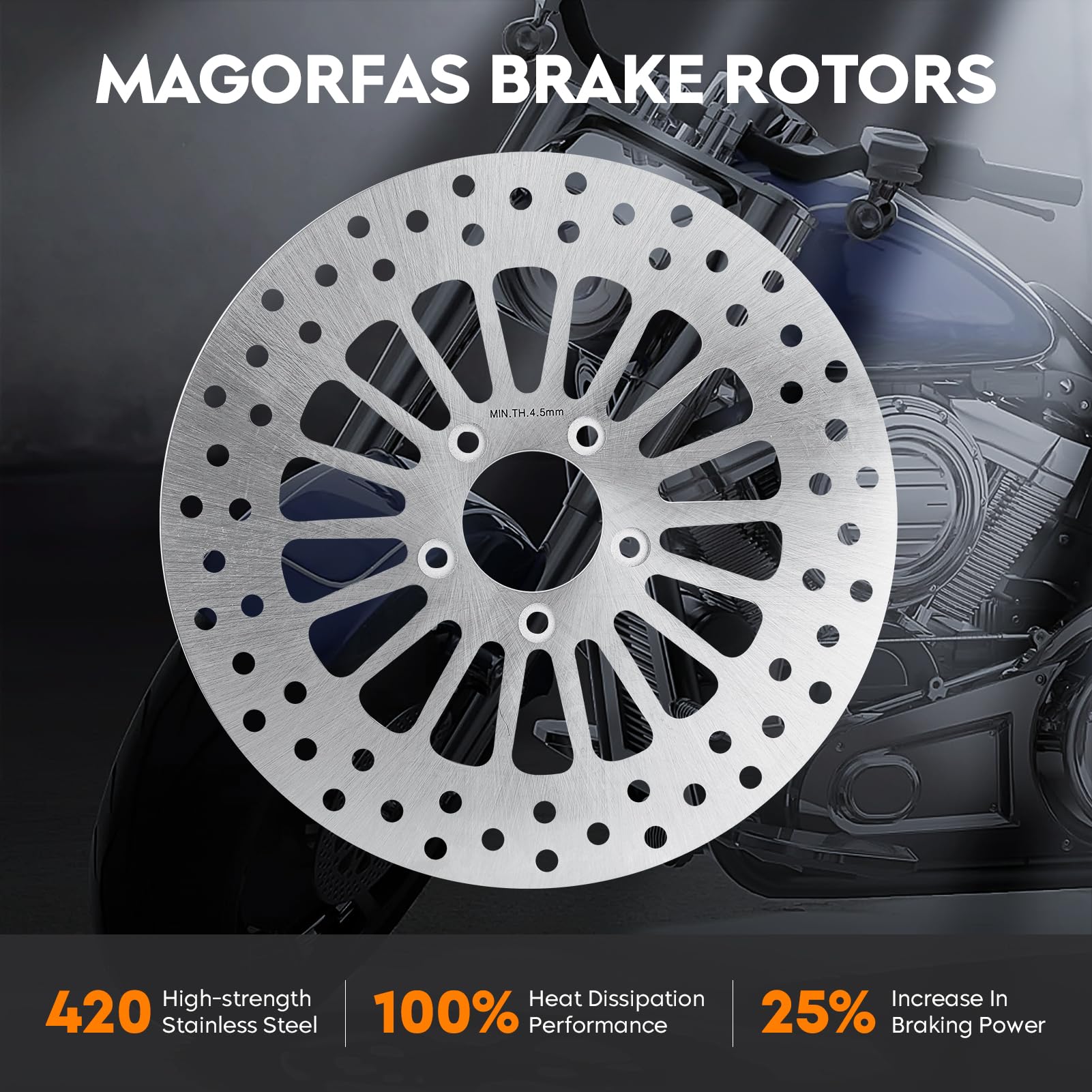 Front & Rear Brake Disc Rotors Kit For Harley Touring (11.8") – Fits Road King, Street Glide, Road Glide 2008-2013