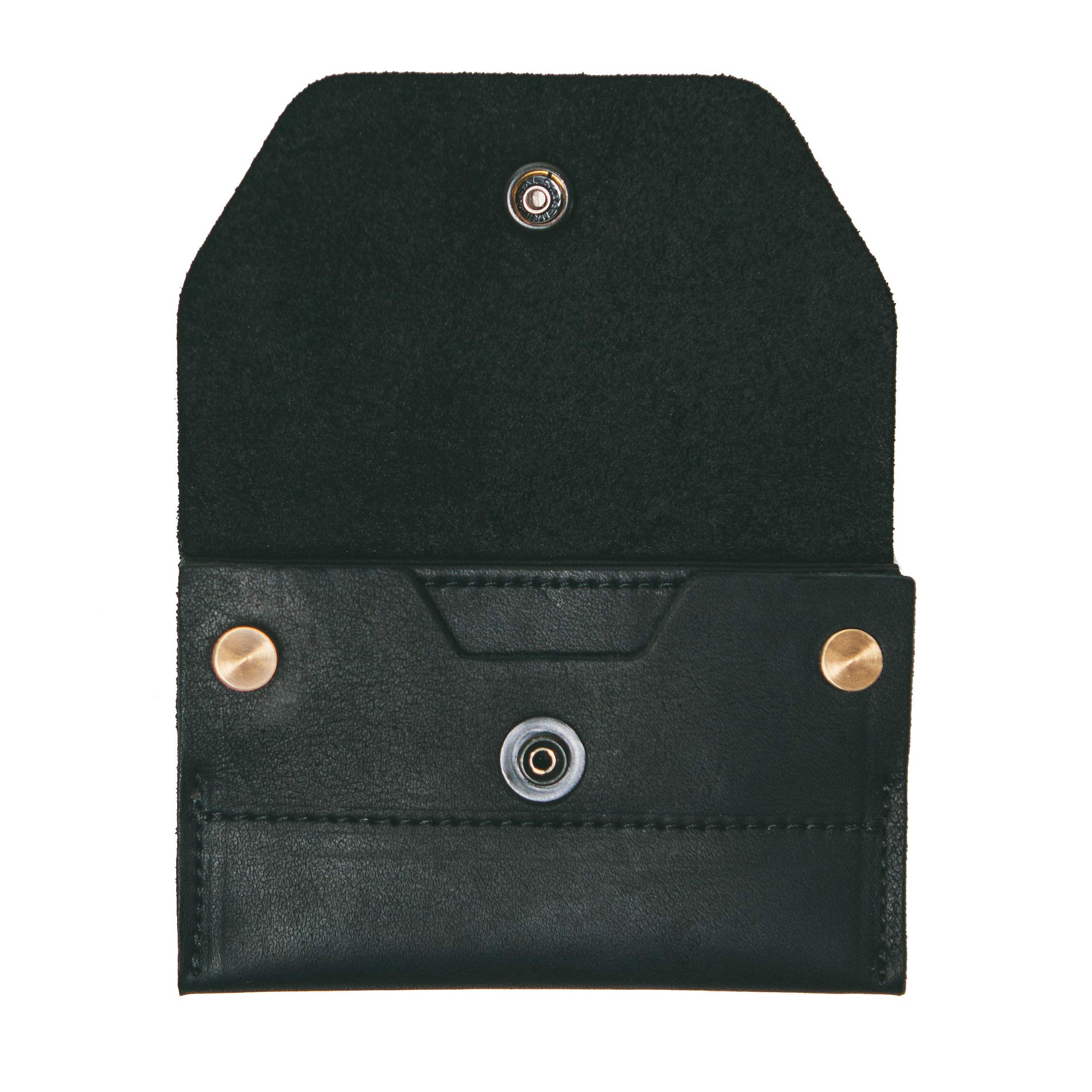 IPPINKAMKC Minimalist Multi-Functional Slim Full-Grain Leather Wallet - Includes Key Holder and Card and Cash Organizer - 4.1 x 3 inches - Black with flap, Black, Slim, Minimalist