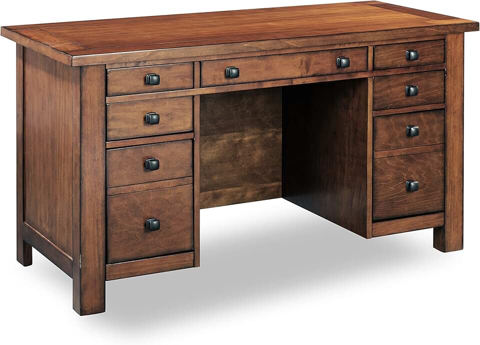 Homestyles Tahoe Aged Maple Executive Pedestal Desk