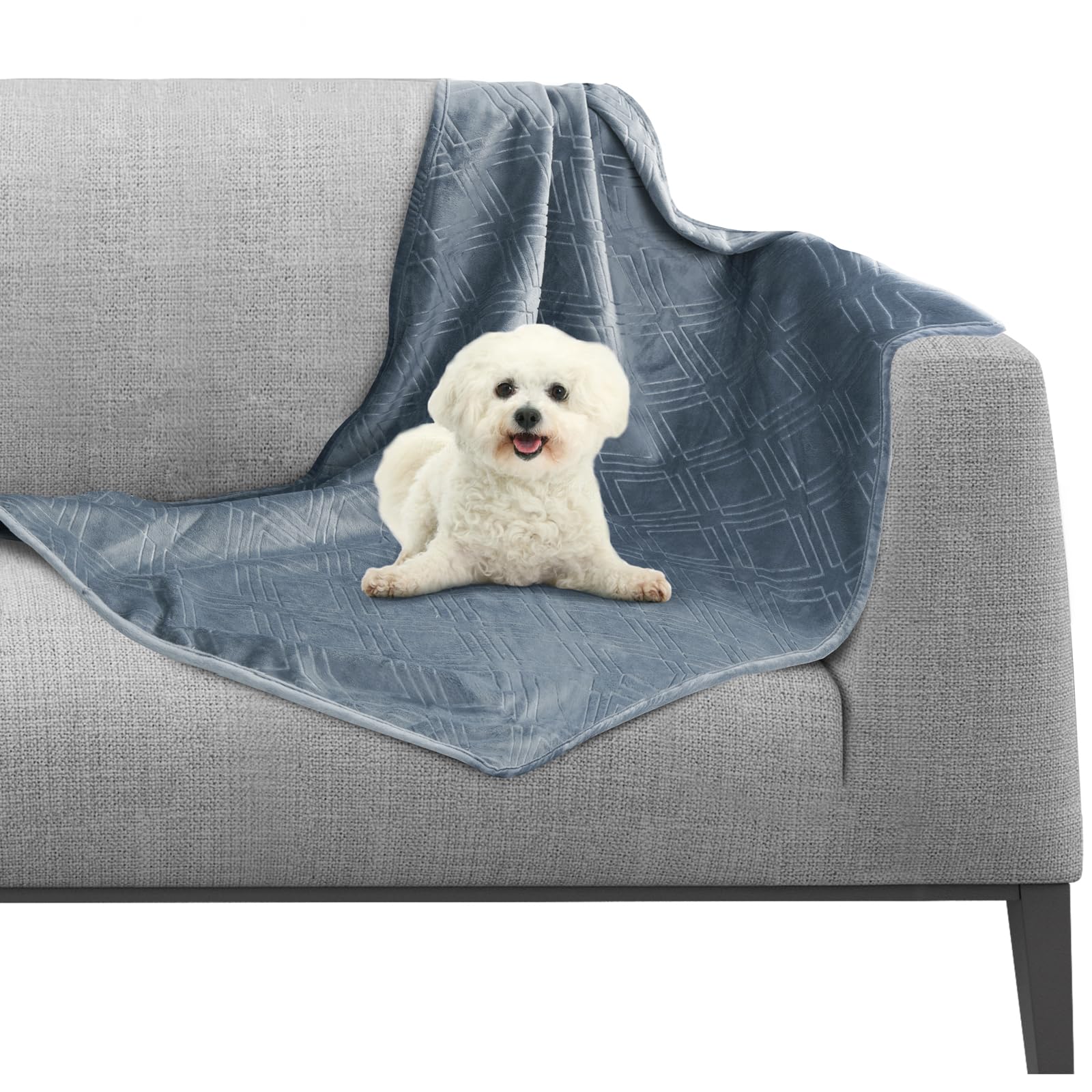 PICK FOR LIFEWaterproof Dog Blankets for Small Dogs, Reversible Dog Blakets Washable, Soft Crystal and Plush Coral Fleece Puppy Blankets Protects Bed Couch Sofa Furniture, 76X102CM, Dark Gray