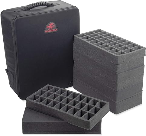 Amazon Guardian 卓上ゲーム用バックパック デラックスポータブルキャリーケース 135個以上のフィギュア用 大型ミニチュア ウォーゲーム輸送用 コンパートメントトレイ4つとプラックフォーム3層付き おもちゃ おもちゃ