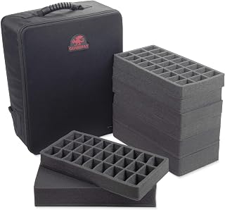 Guardian Tabletop Gaming Backpack | Deluxe Portable Carrying Case with Space For 135+ Figurines, Large Miniatures, and Wargame Transportation | Includes Four Compartment Trays & 3 Layers of Pluck Foam