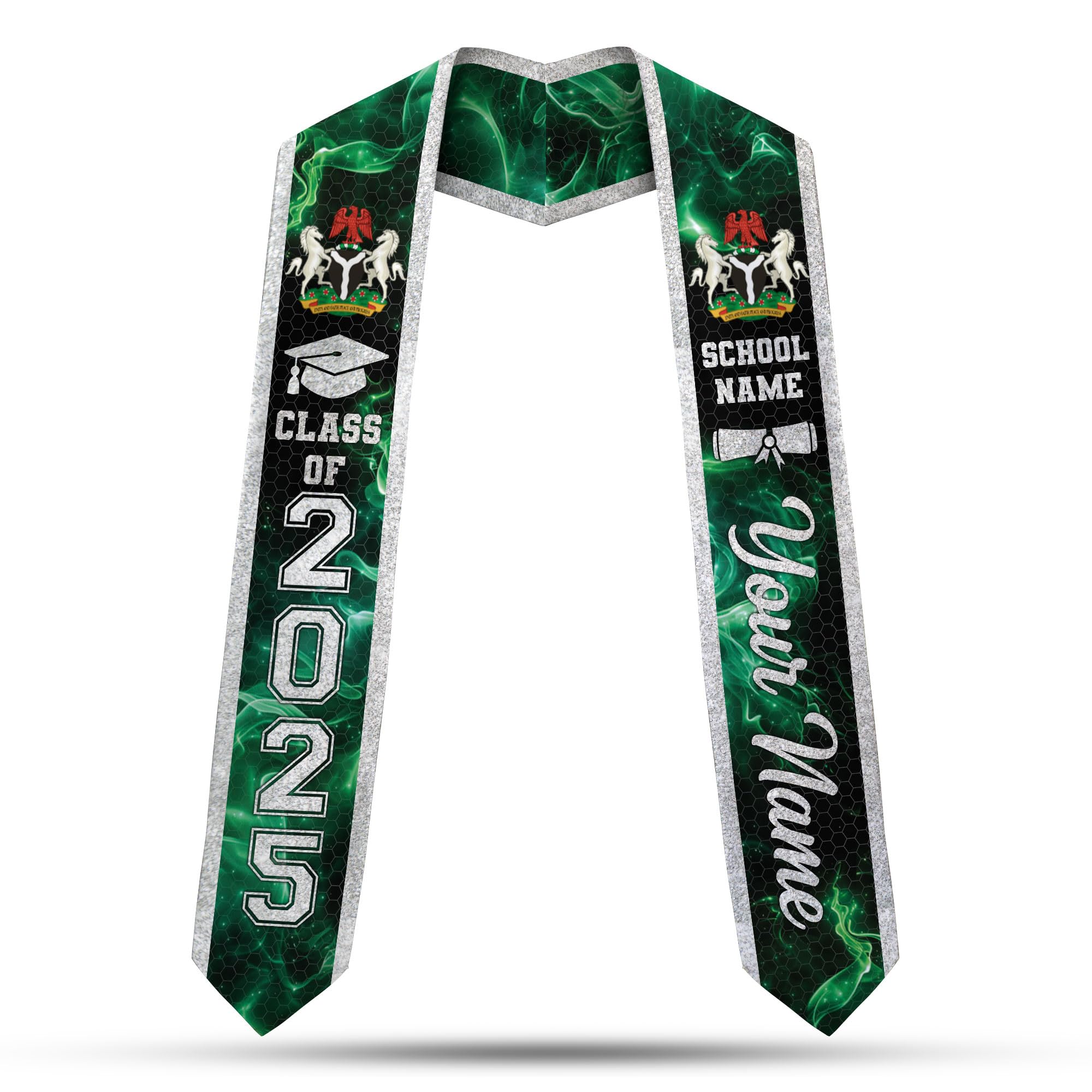 MonkeyVan Custom Nigerian Graduation Sash, Nigeria Stole Customize, Nigerian Stoles For Graduation 2025, Class of 2025 M73