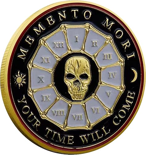 Moneda Memento Mori y Memento Vivere elegantemente elaborada acepta el estoicismo con recordatorios atemporales