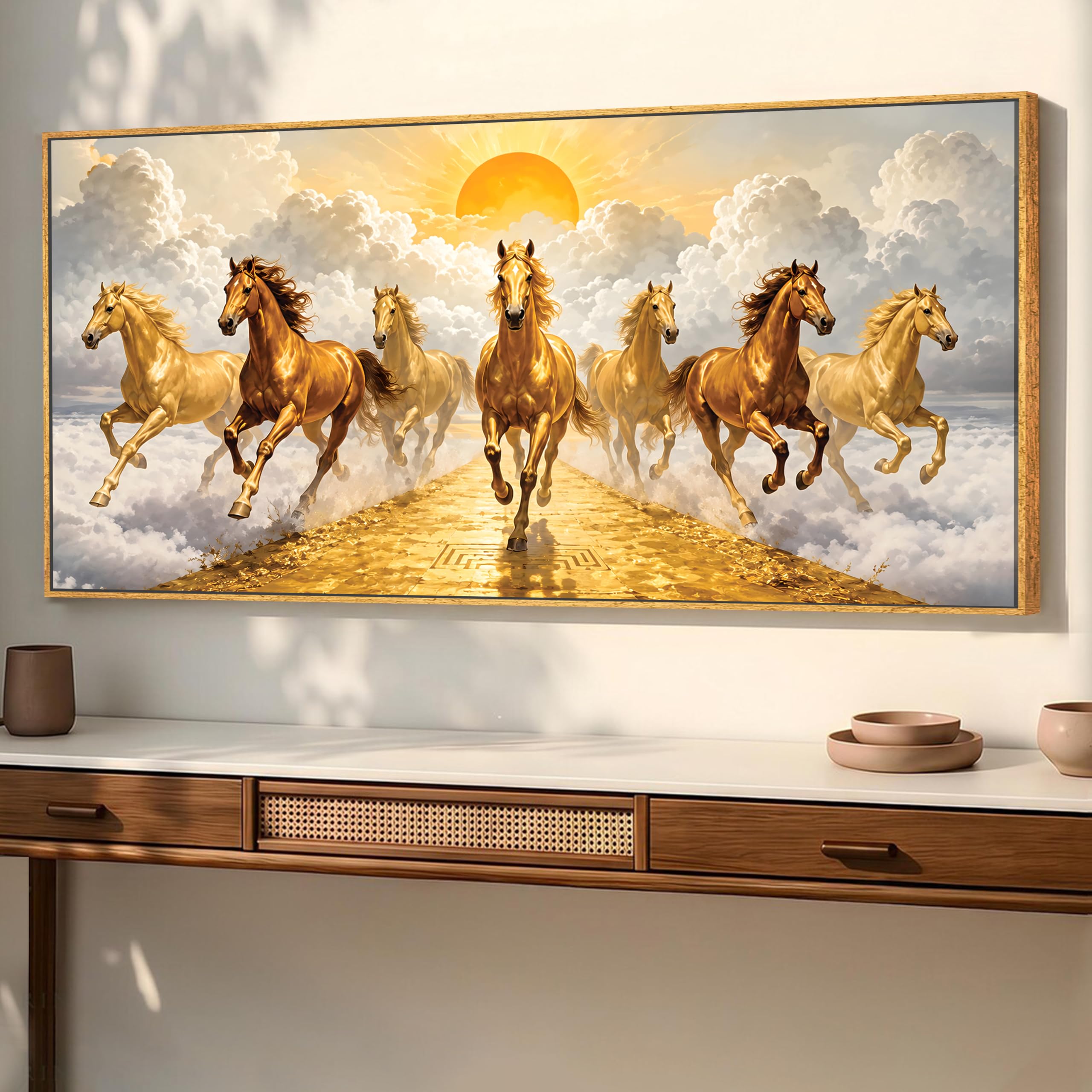 Vastu 7 Running Horses Painting - Luck & Prosperity -1
