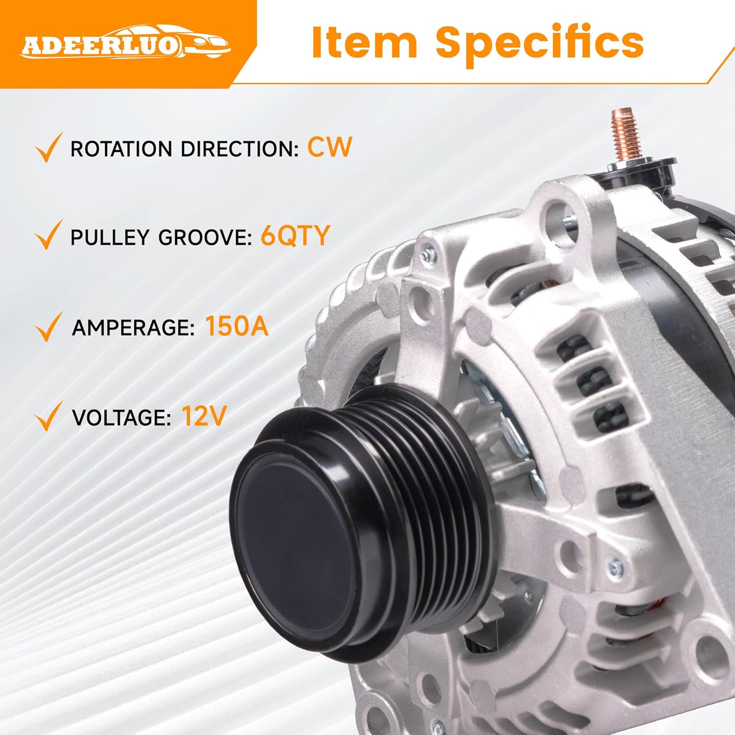 Upgraded High Output Alternator For/Chevy Silverado 1500 2500 3500 Express Suburban Tahoe 2015-2019 For/GMC Sierra 1500 2500 3500 Savana Yukon For/Cadillac Escalade 6-Groove150A 12V 84143543