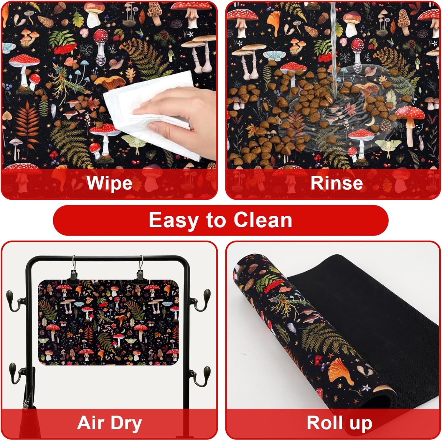 Dog Food Mats for Floors Waterproof Mat for Cat Food and Water Bowls - Absorbent Quick Dry Non Slip Mat for Pet Feeding