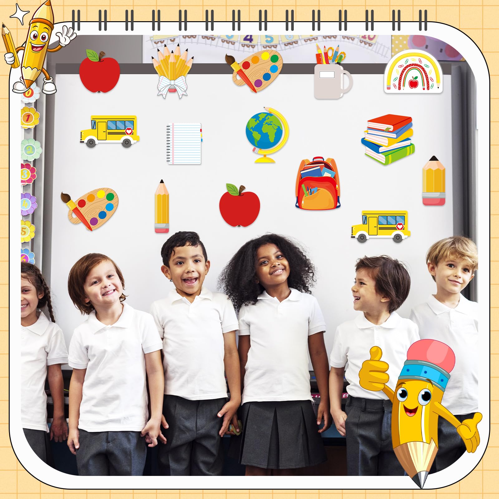Epakh Lot de 36 découpes pour la rentrée scolaire, découpes de bus scolaire pour salle de classe, tableau noir, tableau d'affichage, fournitures de fête pour enfants et enseignants