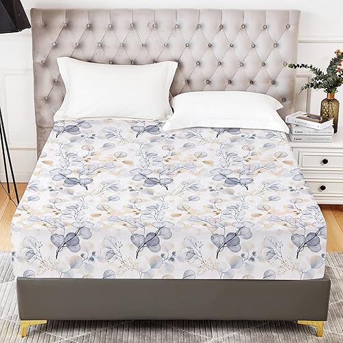 Miniatura 6 de YIYEA Sábana Bajera con Flores Tamaño Individual, Sábana Bajera de Microfibra Cepillada Doble de Bolsillo Profundo Tamaño Individual, Sábana Bajera