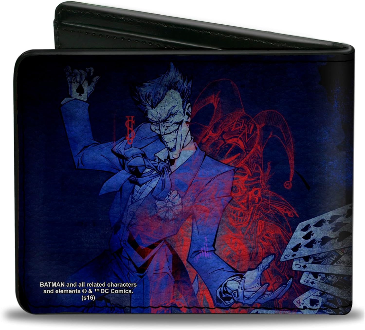Buckle-Down mens Buckle-down Pu Bifold - Batman Action + Joker Flipping Cards Poses Black/Blues/Reds Wallet, Multicolor, 4.0 x 3.5 US - Image 2