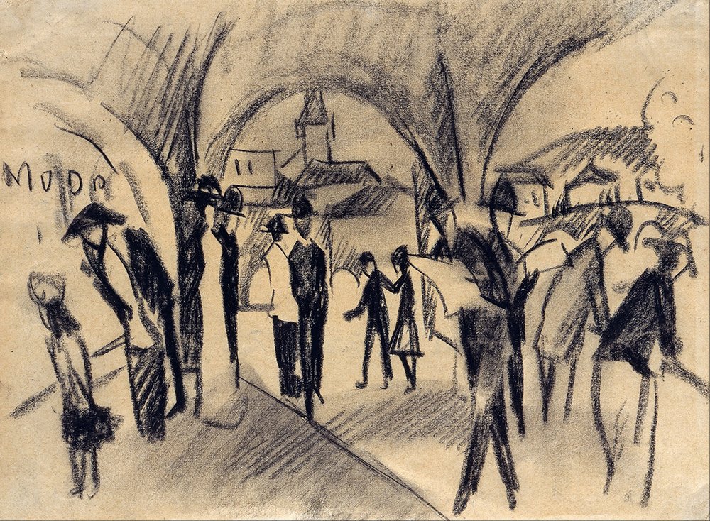 August Macke Scene Under The Arcades in Thun impression jet d'encre satinée - 3