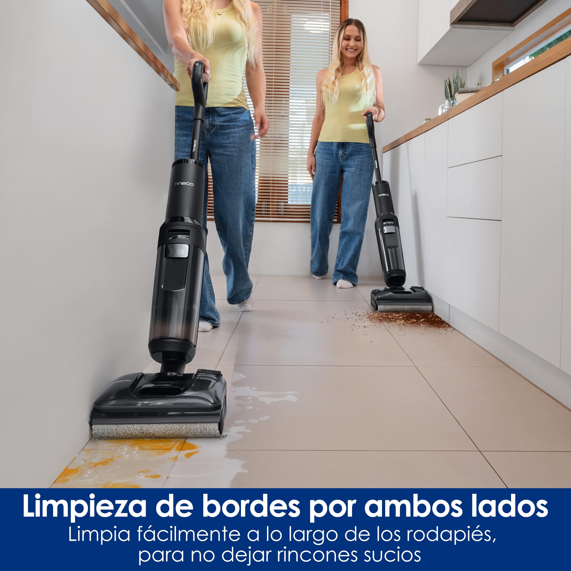 Tineco Floor One Switch S7 Stretch - Aspirador en seco y húmedo con batería 5 en 1, FlashDry Autolimpieza, DualBlock Antienredos, 50 min de autonomía, 22 kPa, Limpiador de Suelos Multifuncional para