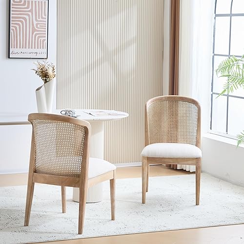 Christopher Knight Home Lilia - Juego de 2 sillas de comedor modernas con tapicería de tela, sillas de cocina con marco de madera de goma con Beige