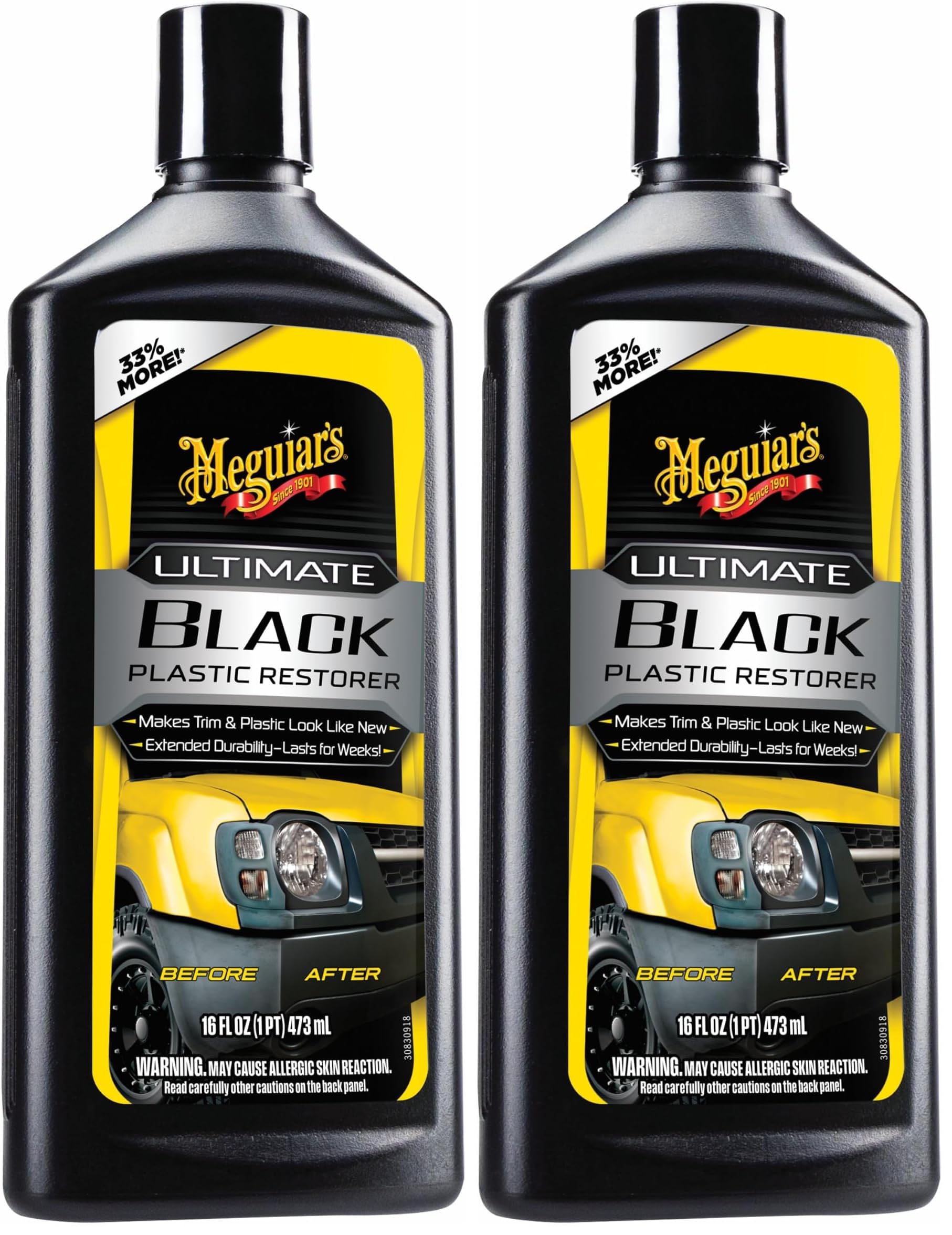 Meguiar's Ultimate Black Plastic Restorer - Kunststoffpflege Auto - Zierleisten & Stoßfänger - hervorragender UV-Schutz und Glanz - Schutz vor Ausbleichen - 355ml, G15812EU (Packung mit 2)
