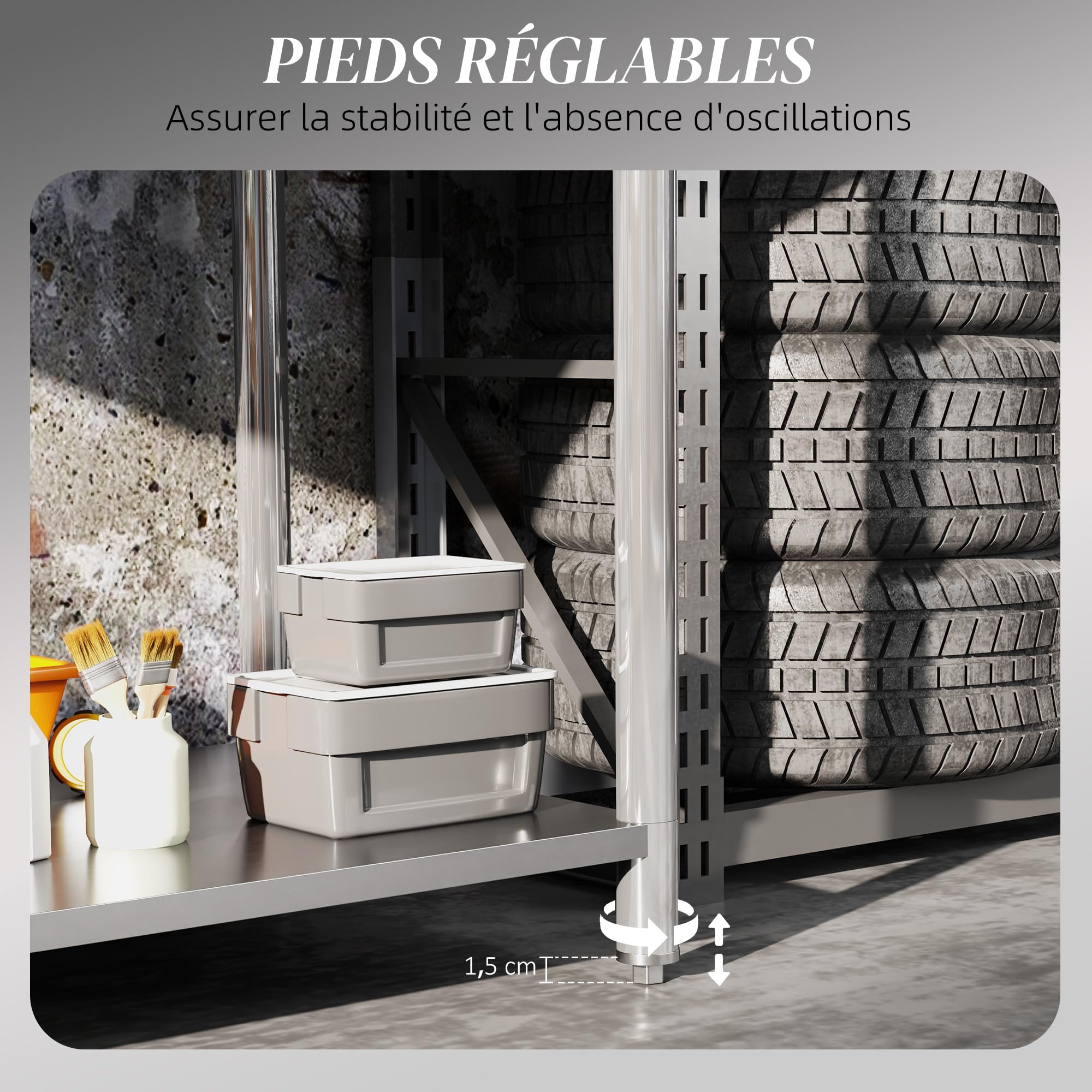 HOMCOM Mesa Preparación Acero Inoxidable 24x47x34 Pulgadas con Estante | Mesa de trabajo metálica, banco de trabajo, para hotel, cocina, garaje, patio trasero