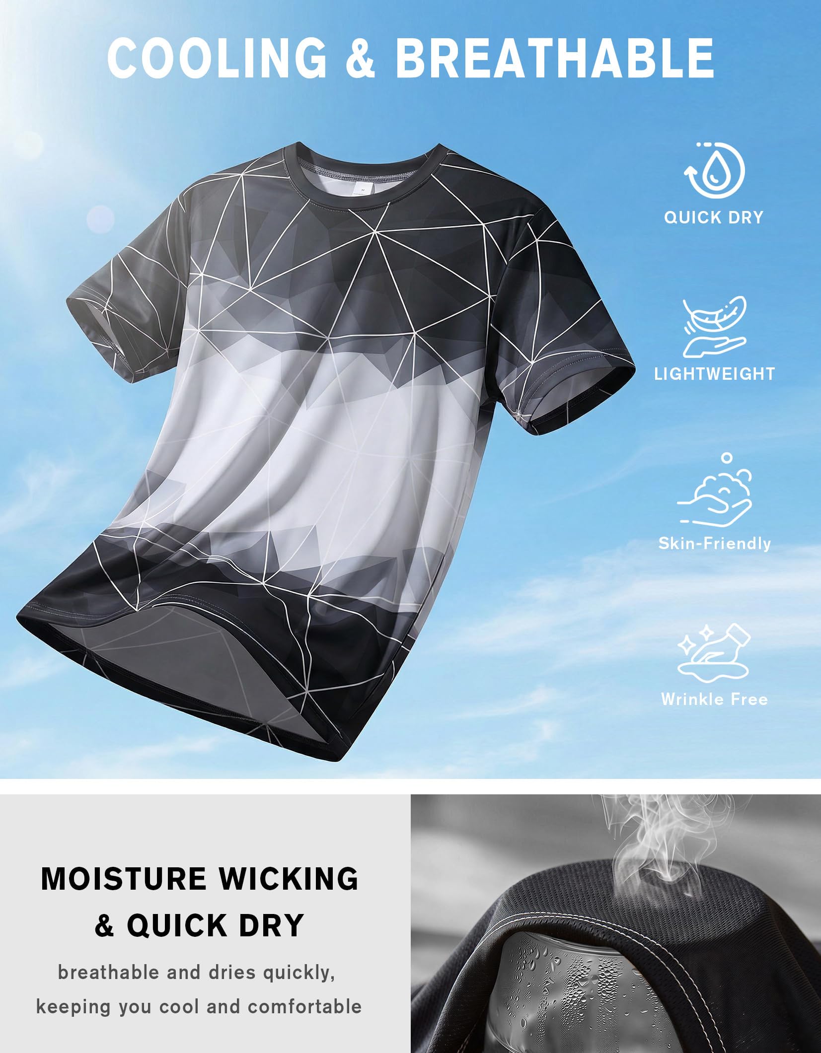 Cimic 1 or 3er Pack Sport Tshirts Herren Funktionsshirt Farbverlauf Schnelltrocknend Atmungsaktive Trainingsshirt Fitness Laufshirt Kurzarm