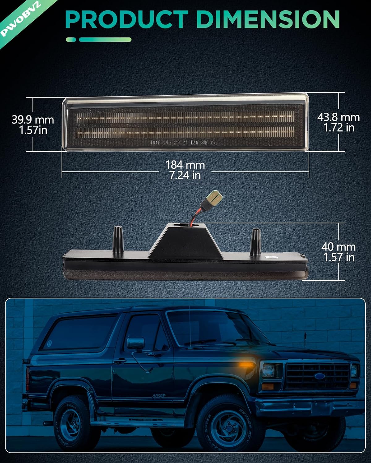 Amber Front Side Marker Lights Compatible with 1980-1986 Ford Bronco F150 F250 F350 Pickup Truck SUV, Side Bumper Marker LED Lamp, Smoked Lens 2PCS
