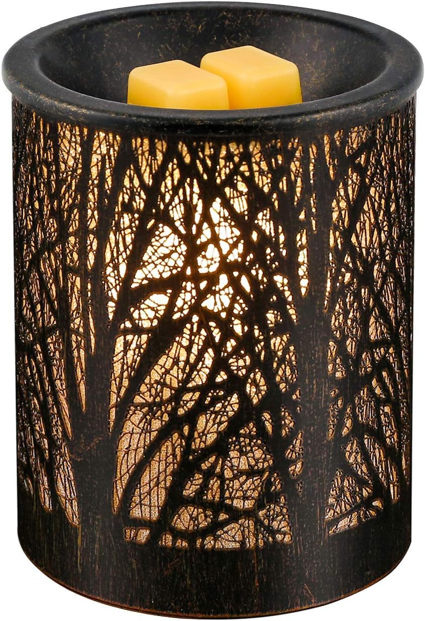 Metal Wax Warmer, Iron-Art Black Forest Pattern Candle Warmer, Ideal for Home Office Aromatherapy